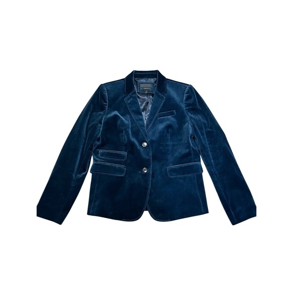 J.Crew Velvet Schoolboy Blazer Dark Teal Womens Size 10 Tailored Jacket - Picture 3 of 7